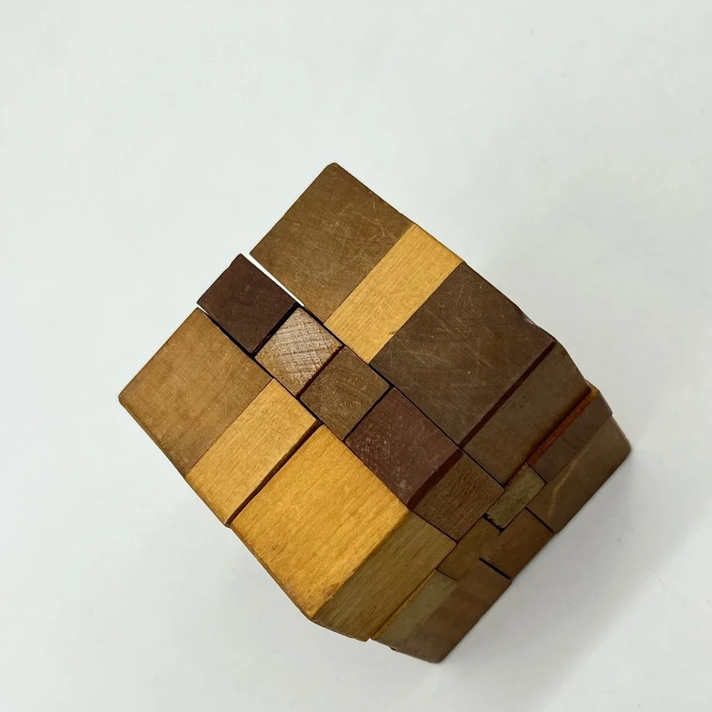 Vintage Wooden Burr Puzzle Brain Teaser Interlocking Cube 3D Puzzle Toy‎
